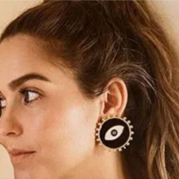 New ANTHRO Evil Eye Tallisman Amulet Stud Earrings - Picture 7 of 9
